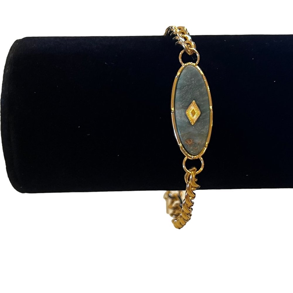 New Eye Candy Los Angeles Gold & Green Granite Bracelet - Picture 2 of 6
